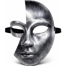 E-Woman Antik Efektli Gümüş Yarım Yüz Parti Maskesi - Lisinya