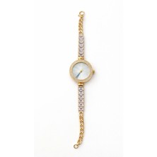 Gold Renkli Taş Detaylı Şık Kadın Saat