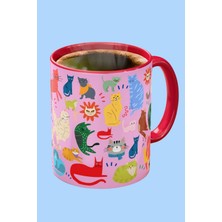 Renkli Kedili Porselen Kupa, Şık ve Eğlenceli Tasarım