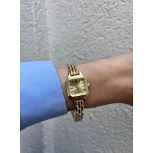 Gold Renkli Kare Kasa Klasik Modern Kadın Saat