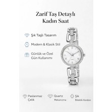 Gümüş Renkli Taşlı Şık Kadın Saat
