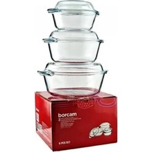 Yuvarlak Borcam Tencere Seti, 3 Parça Kapaklı, Dayanıklı ve Şık Tasarım