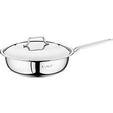 Paslanmaz Çelik 2 Parça Tava Seti, Kapaklı, Indüksiyon Uyumlu, 1,4 L, Gümüş