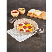 Kremalı Granit Sahan 22 Cm, Dayanıklı ve Şık Mutfak Gereci