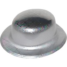 MiraLive Gümüş Renk Hologramlı Plastik Yuvarlak Melon 27X24 cm