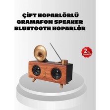 MiraLive Çift Hoparlörlü Retro Bluetooth Speaker 1800MAH Bataryalı Aux USB Sd Kartlı