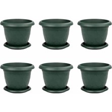 Omnipazar SO-D009 Damla Desen Saksı Takımı Tabaklı No:9 Yeşil 17 Litre 6 Adet