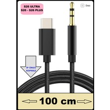 Teknoparkta Samsung Galaxy S26 Ultra S26 S26 Plus Aux Kablo Type C Uyumlu  Ses Kablo Örgü Hasır Dac Çipli Kablo