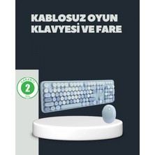 MiraLive Retro Daktilo Stilli Kablosuz Klavye Mouse Seti – Sessiz ve Şık
