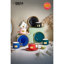 Renkli 6’lı Porselen Kahve Fincanı Takımı, 90 Ml, Şık ve Kaliteli Tasarım