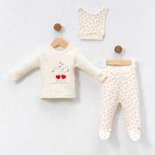 Babycan - Kız  Kalpli Kedi 3 Lü Hastane Çıkış Zıbın Seti