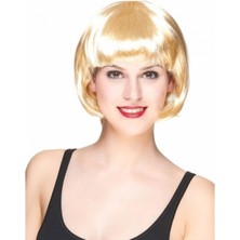 MiraLive Platin Altın Dore Renk Küt Parti Peruğu Kısa Takma Peruk