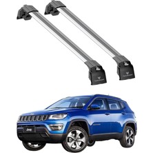Jeep Compass (MP/552) 2017–2025 Trs-2 Kilitli Sistem Ara Atkı Tavan Barı Gri (2 Adet)
