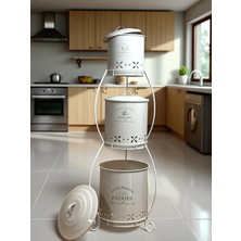 3 Katlı Metal Sebze Kovası, Patates ve Soğanlık Sepeti, Şık ve Pratik