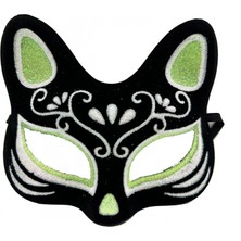 MiraLive Siyah Süet Kaplama Gümüş Yeşil Simli Kedi Maskesi