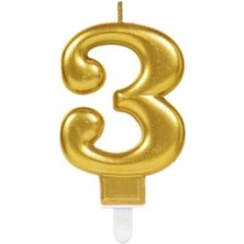 MiraLive 3 Rakamı Mum Gold Renk