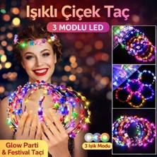 MiraLive Renkli LED Çiçek Taç – 3 Işık Modlu Glow Parti Tacı