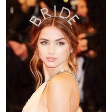 MiraLive Bekarlığa Veda Mega Boy Kristal Taşlı Gümüş Bride Taç Gelin Tacı 20X21 cm