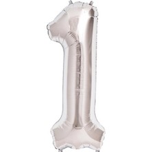 MiraLive 1 Rakam Folyo Balon Gümüş 40 Inç