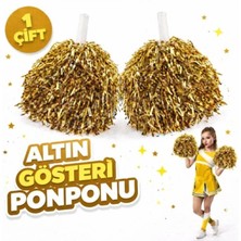 MiraLive 1 Çift ( 2 Adet ) Altın Renk 23 Nisan 19 Mayıs 29 Ekim Okul Gösteri Ponponları