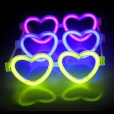 MiraLive Glow Kalpli Fosforlu Gözlük 6’lı Renkli Set – Neon Parti