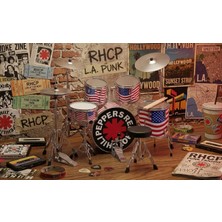 Direkstoktan Mini Bateri Minyatür Davul Seti Maketi - Miniature Drum Set Musical Scale 1/12 - Red Hot Chili Peppers