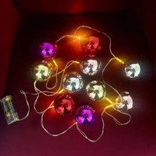 MiraLive 2m 10 LED Pilli Parlak Top Lamba - 2 Kademeli Yılbaşı Ağacı Süsü