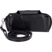 Riviera Deri Askılı Gözlük Kılıfı Parlak Siyah