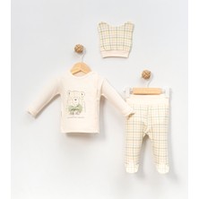 Babycan - Erkek  Ekoseli Ayıcık-3 Lü Hastane Çıkış Zıbın Seti