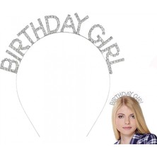 MiraLive Gümüş Kristal Taşlı Birthday Girl Tacı