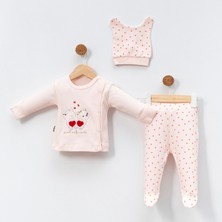 Babycan - Kız  Kalpli Kedi 3 Lü Hastane Çıkış Zıbın Seti