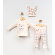 Babycan - Erkek  Ekoseli Ayıcık-3 Lü Hastane Çıkış Zıbın Seti