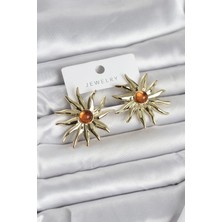 Tiklad Güneş Model Gold Renk Pirinç Kadın Küpe