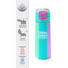 Renkli Çizgili Çelik Termos 500 Ml, Pipetli ve Direkt Içim Özelliği