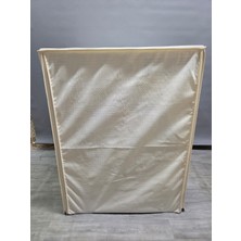 Başak Ev Tekstili Polyester Krem Kare Desenli Kumaş Çamaşır Makinesi Örtüsü – Leke Tutmaz, Su Geçirmez Modern Tasarım