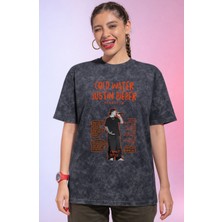 Sevbano Tasarım Justin Bieber Şarkıcı Baskılı Unisex Oversize Vintage Yıkamalı Tişört