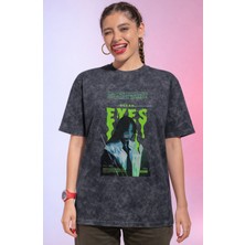 Sevbano Tasarım Billie Eilish Şarkıcı Baskılı Unisex Oversize Vintage Yıkamalı Tişört