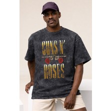 Sevbano Guns N' Roses Rock Metal Müzik Grubu Baskılı Unisex Oversize Vintage Yıkamalı Tişört