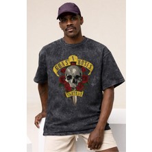 Sevbano Guns N' Roses Rock Metal Müzik Grubu Baskılı Unisex Oversize Vintage Yıkamalı Tişört