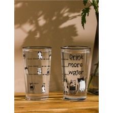 Sevimli Baskılı Büyük Hacimli Cam Bardak Çiftli 570 ml Set