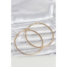 Tiklad 316L Çelik Gold Renk 70 mm Kadın Halka Küpe