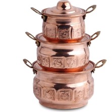 Şık Bakır Tencere Seti, Dekoratif ve Mini Boyutlu Mutfağınıza Zarif Dokunuş