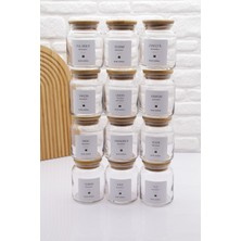 12'li Bambu Kapak Cam Baharatlık Seti 300ML, Şık ve Kullanışlı Mutfak Aksesuarı