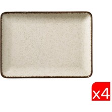 Dikdörtgen Tabak Takımı, Tarçın Renk, 4 Parça, 18X13CM
