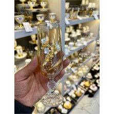 Kristal Gold Ayaklı Inceli Kahve Yanı Su Bardağı, Şık ve Zarif Tasarım