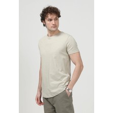 JB John Borners Erkek Bisiklet Yaka Basic %100 Pamuklu T-Shirt Bej - 26Y 2735