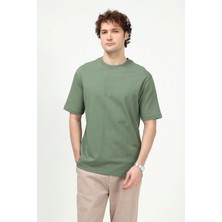 JB John Borners Erkek Bisiklet Yaka Basic %100 Pamuklu T-Shirt Yeşil - 26Y 5446