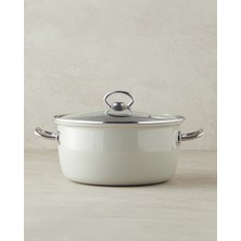 Çelik Emaye Kızartma Tenceresi 22 cm Bej, Dayanıklı ve Şık Tasarım