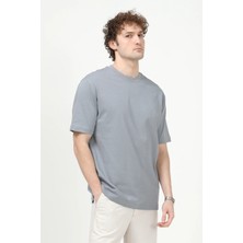 JB John Borners Erkek Bisiklet Yaka Basic %100 Pamuklu T-Shirt Açık Gri - 26Y 5446