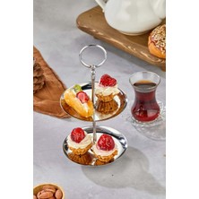 Krom Iki Katlı Çerez ve Tatlı Sunumluk, Şık ve Kullanışlı Tasarım